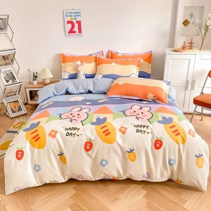 91家纺网 家纺一手货源 找家纺 （总）靓生活 2023新款AB磨毛版时尚小清新四件套