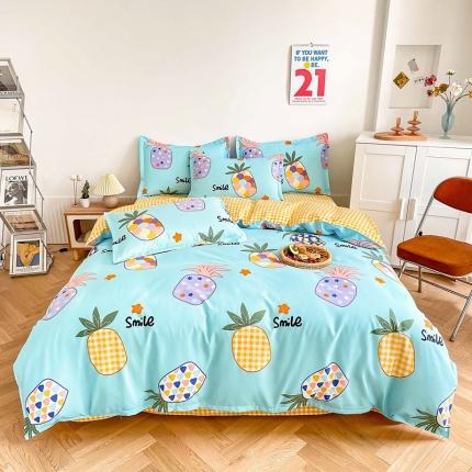 91家纺网 家纺一手货源 找家纺 （总）靓生活 2023新款AB磨毛版时尚小清新四件套