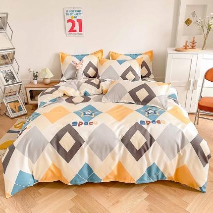 91家纺网 家纺一手货源 找家纺 （总）靓生活 2023新款AB磨毛版时尚小清新四件套