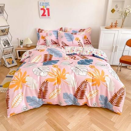 91家纺网 家纺一手货源 找家纺 （总）靓生活 2023新款AB磨毛版时尚小清新四件套