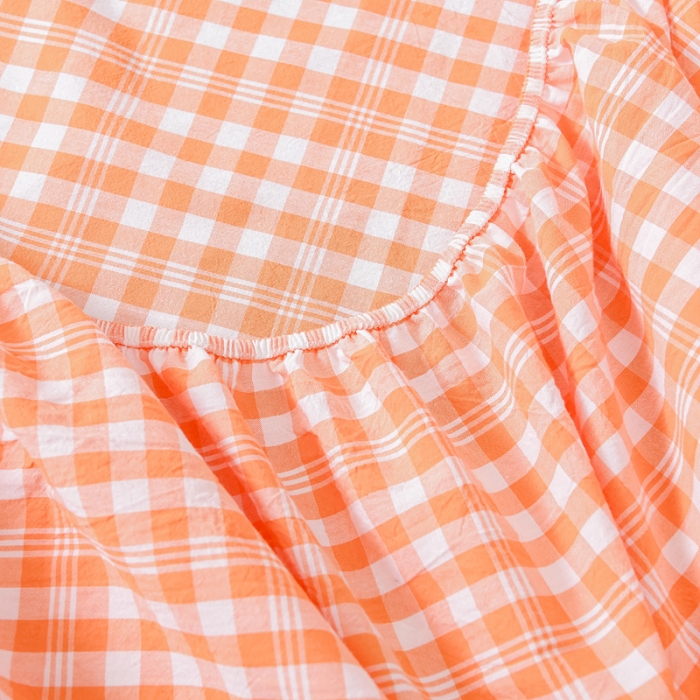 91家纺网 家纺一手货源 找家纺 恋人优选 2023新款日式良品全棉水洗棉床笠 彩虹橘小格