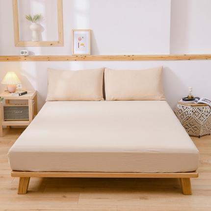 91家纺网 家纺一手货源 找家纺 恋人优选 2023新款日式良品全棉水洗棉床笠 米色