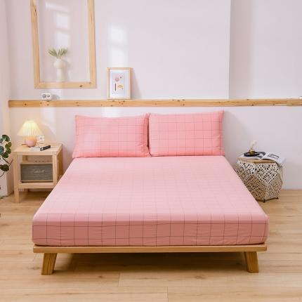 91家纺网 家纺一手货源 找家纺 恋人优选 2023新款日式良品全棉水洗棉床笠 七夕粉大