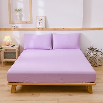 91家纺网 家纺一手货源 找家纺 恋人优选 2023新款日式良品全棉水洗棉床笠 紫色