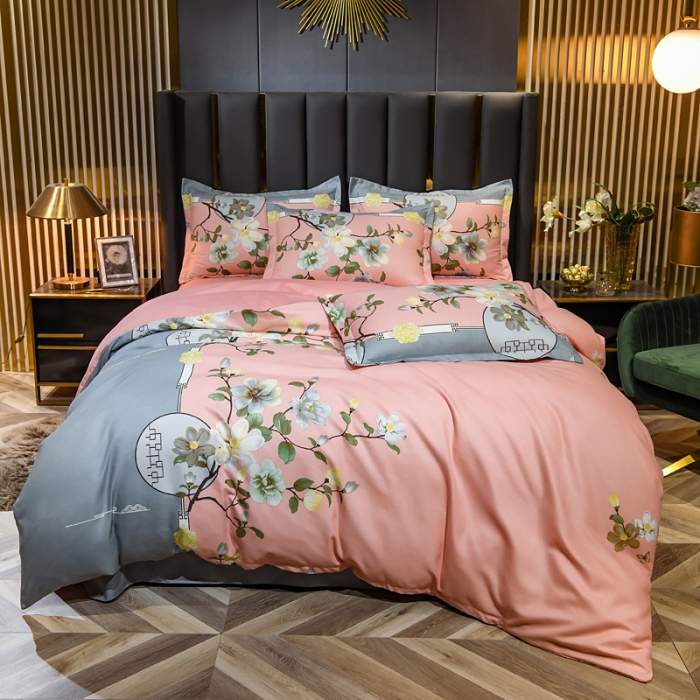 91家纺网 家纺一手货源 找家纺 靓生活 2021新款大版磨毛印花四件套 冬季恋歌