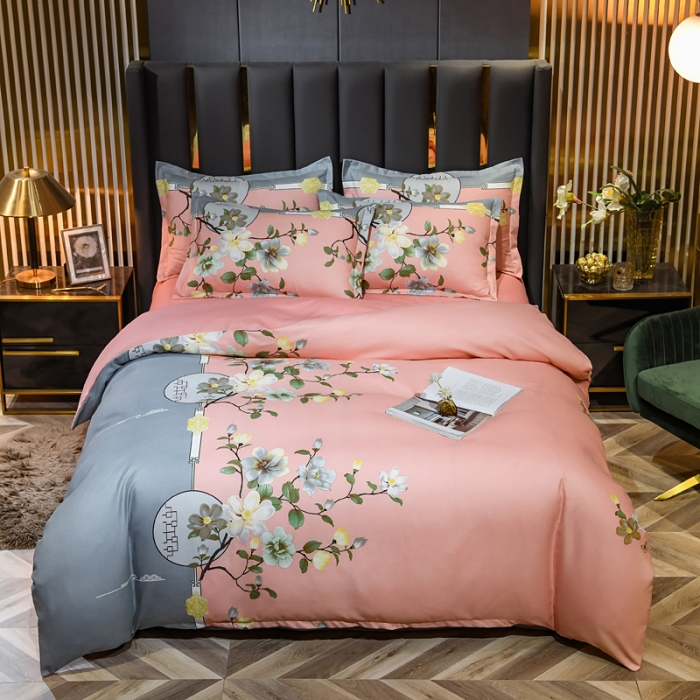 91家纺网 家纺一手货源 找家纺 靓生活 2021新款大版磨毛印花四件套 冬季恋歌