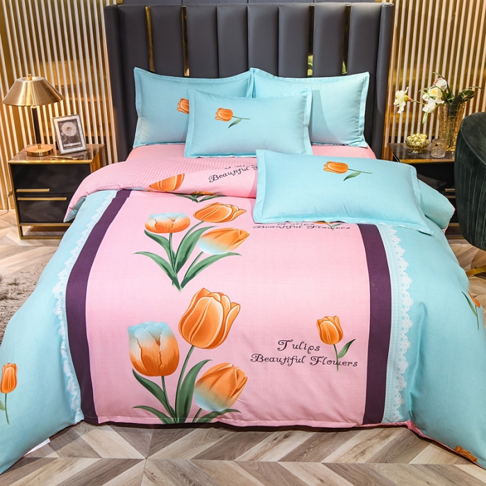 91家纺网 家纺一手货源 找家纺 靓生活 2021新款大版磨毛印花四件套 含君