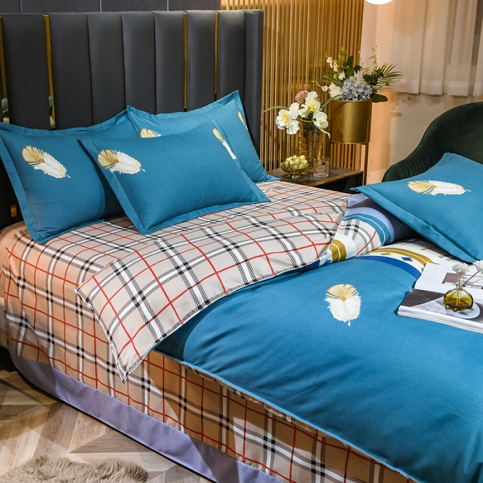 91家纺网 家纺一手货源 找家纺 靓生活 2021新款大版磨毛印花四件套 天空之翼