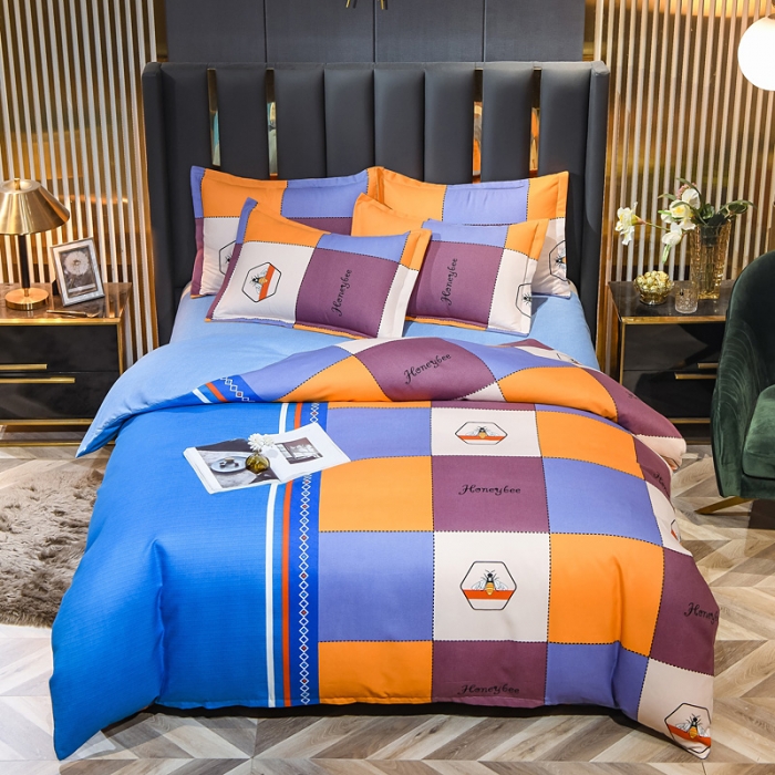 91家纺网 家纺一手货源 找家纺 靓生活 2021新款大版磨毛印花四件套 哈尼格