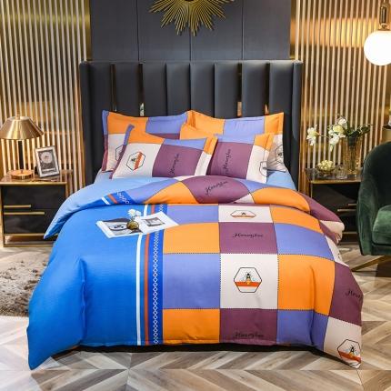 靓生活 2021新款大版磨毛印花四件套 哈尼格