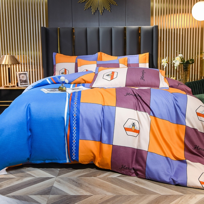 91家纺网 家纺一手货源 找家纺 靓生活 2021新款大版磨毛印花四件套 哈尼格