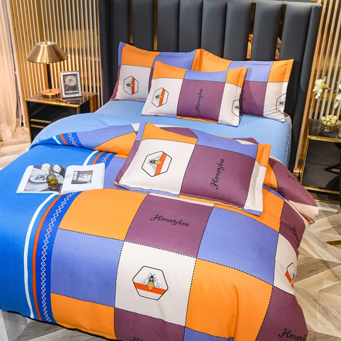 91家纺网 家纺一手货源 找家纺 靓生活 2021新款大版磨毛印花四件套 哈尼格