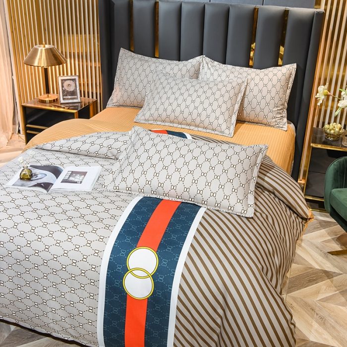 91家纺网 家纺一手货源 找家纺 靓生活 2021新款大版磨毛印花四件套 都市风