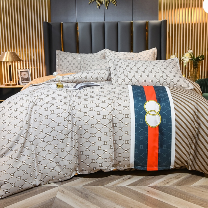 91家纺网 家纺一手货源 找家纺 靓生活 2021新款大版磨毛印花四件套 都市风