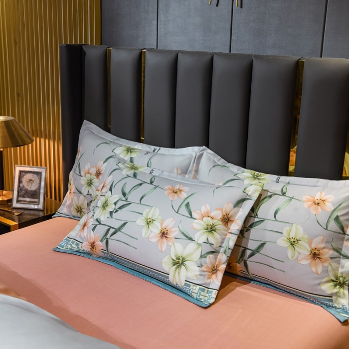 91家纺网 家纺一手货源 找家纺 靓生活 2021新款大版磨毛印花四件套 碧影