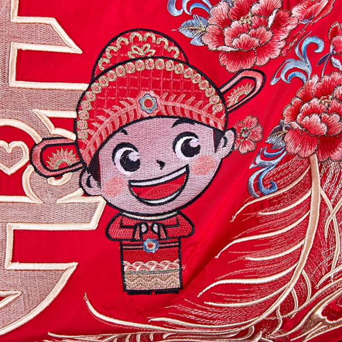 91家纺网 家纺一手货源 找家纺 2025新款120S全棉刺绣贡缎提花婚庆四件套多件套嫁给我