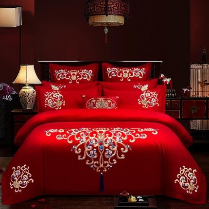 91家纺网 家纺一手货源 找家纺 玉雅家纺 2025新款纯棉13372婚庆多件套十全十美