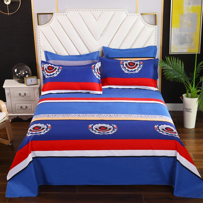 91家纺网 家纺一手货源 找家纺 爱诗诺 2025新款植物羊绒四件套磨毛印花亲肤四件套幸运蓝