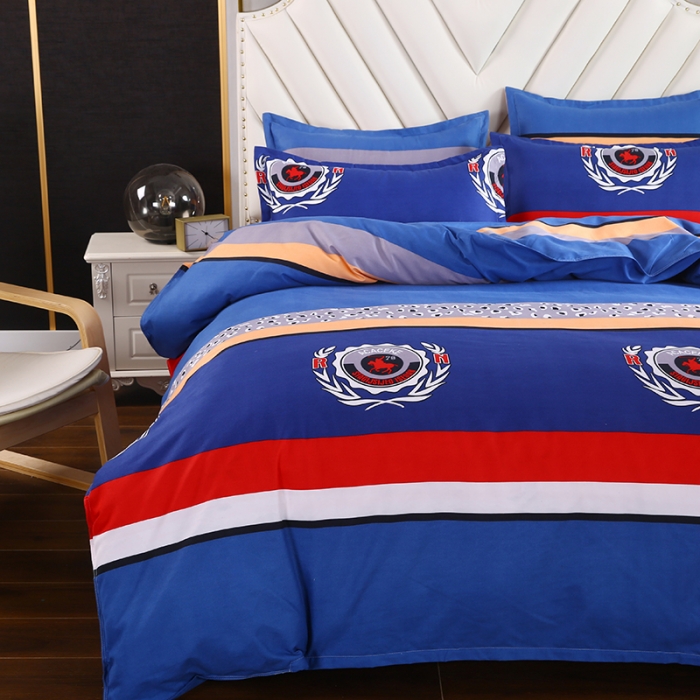 91家纺网 家纺一手货源 找家纺 爱诗诺 2025新款植物羊绒四件套磨毛印花亲肤四件套幸运蓝