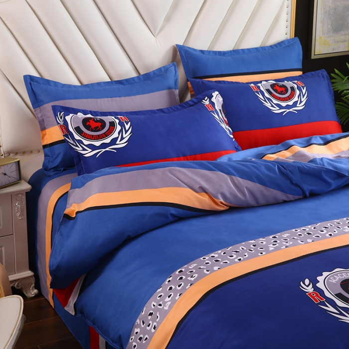 91家纺网 家纺一手货源 找家纺 爱诗诺 2025新款植物羊绒四件套磨毛印花亲肤四件套幸运蓝