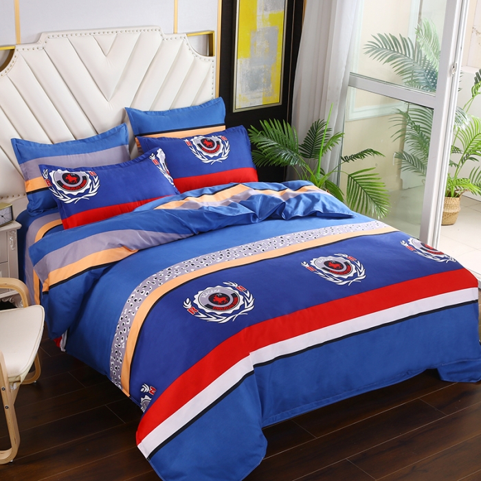 91家纺网 家纺一手货源 找家纺 爱诗诺 2025新款植物羊绒四件套磨毛印花亲肤四件套幸运蓝