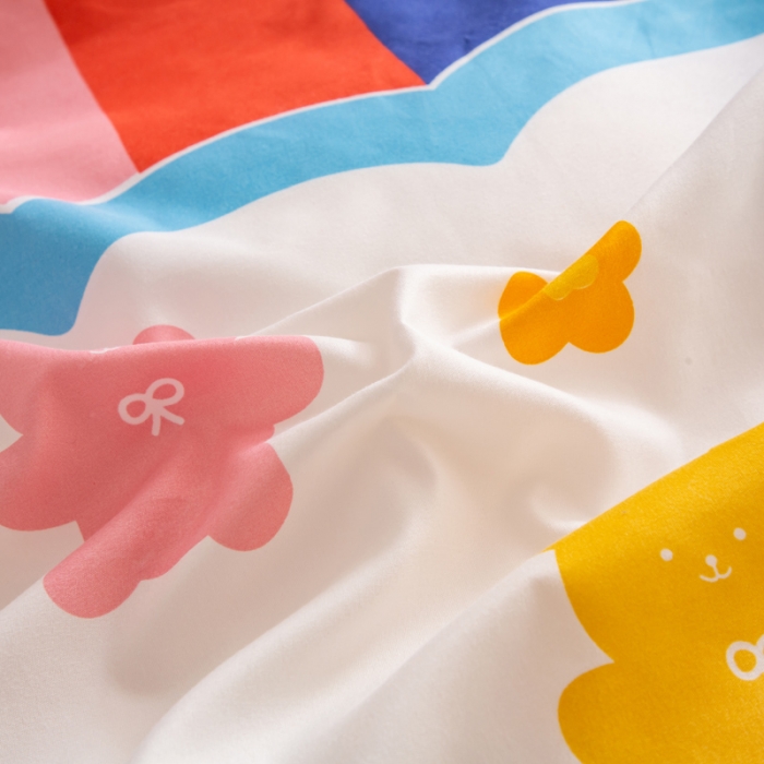 91家纺网 家纺一手货源 找家纺 乐居坊2021新款芦荟棉四件套彩虹Q Q熊