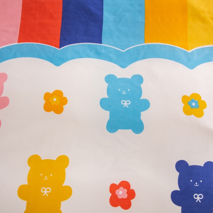 91家纺网 家纺一手货源 找家纺 乐居坊2021新款芦荟棉四件套彩虹Q Q熊