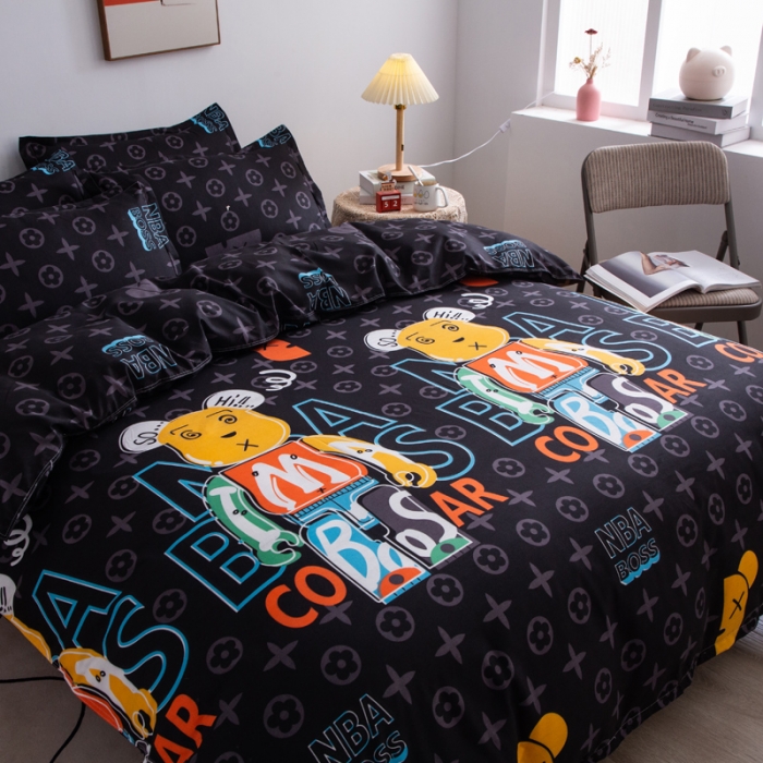 91家纺网 家纺一手货源 找家纺 乐居坊2021新款芦荟棉四件套潮牌熊