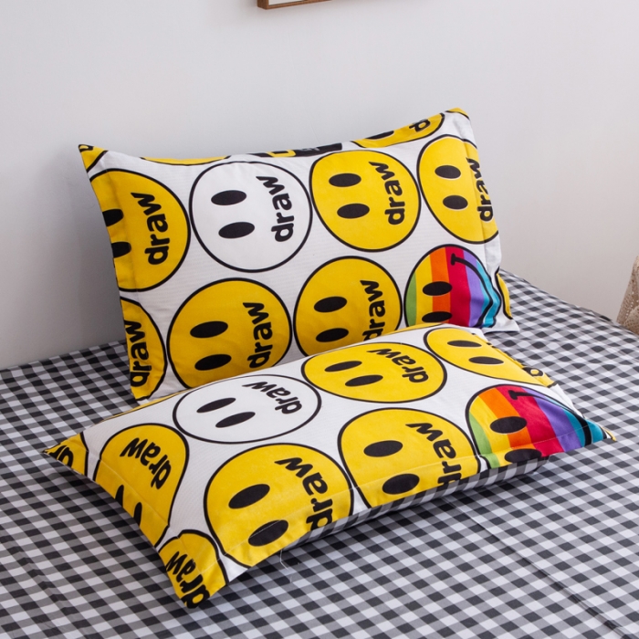 91家纺网 家纺一手货源 找家纺 乐居坊2021新款芦荟棉四件套笑脸