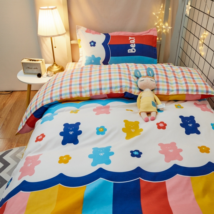 91家纺网 家纺一手货源 找家纺 乐居坊 2021芦荟棉花型宿舍床彩虹Q Q熊