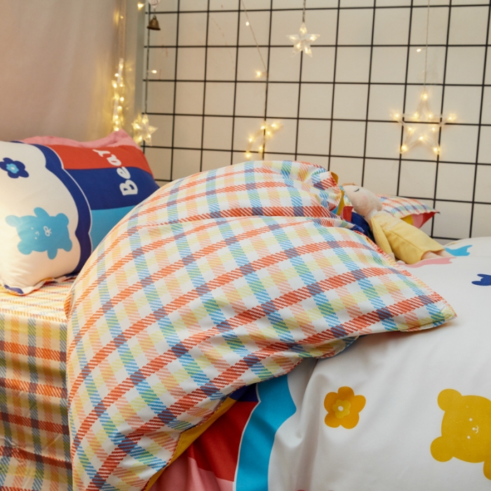 91家纺网 家纺一手货源 找家纺 乐居坊 2021芦荟棉花型宿舍床彩虹Q Q熊