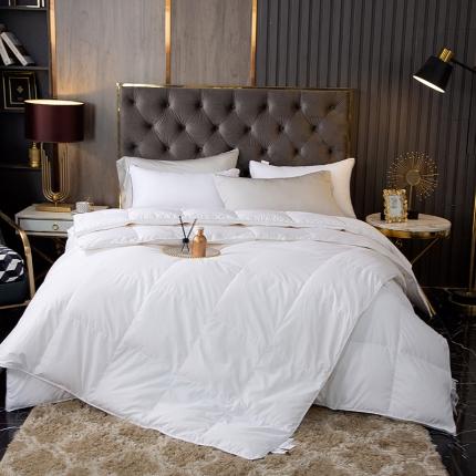 新款全棉贡缎水洗大朵白鸭绒纽扣款子母被鹅绒被