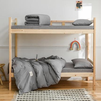 91家纺网 家纺一手货源 找家纺 恋人优选 2023新款全棉色织水洗棉学生三件套 浅灰