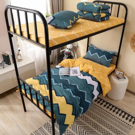 91家纺网 家纺一手货源 找家纺 总-雅阁尔2021新品芦荟棉四件套宿舍架子床上下铺学生三件套