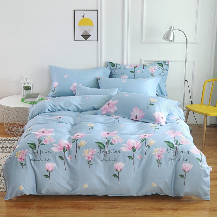 91家纺网 家纺一手货源 找家纺 雨萝家纺 2022新款纯棉四件套全棉学生宿舍三件套 伊恋