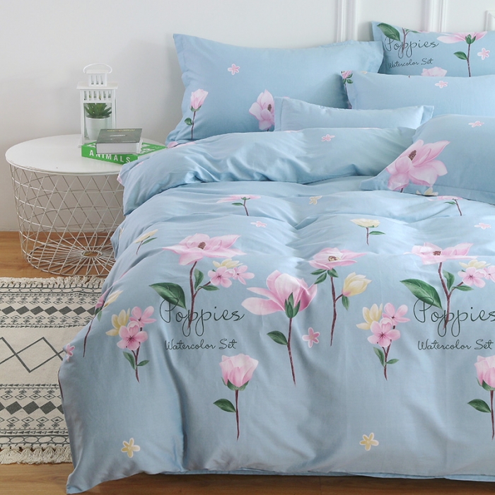 91家纺网 家纺一手货源 找家纺 雨萝家纺 2022新款纯棉四件套全棉学生宿舍三件套 伊恋