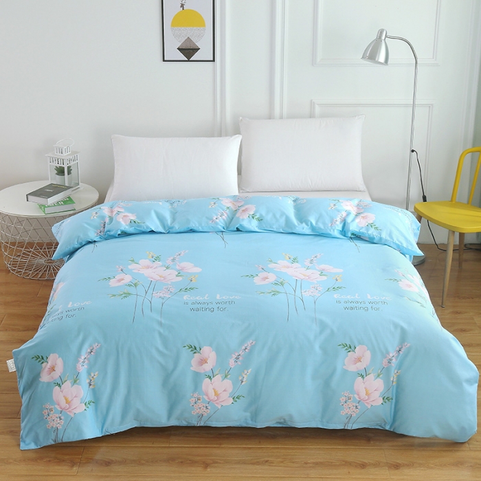 91家纺网 家纺一手货源 找家纺 雨萝家纺 2022新款纯棉被套全棉被罩 花韵清香-蓝