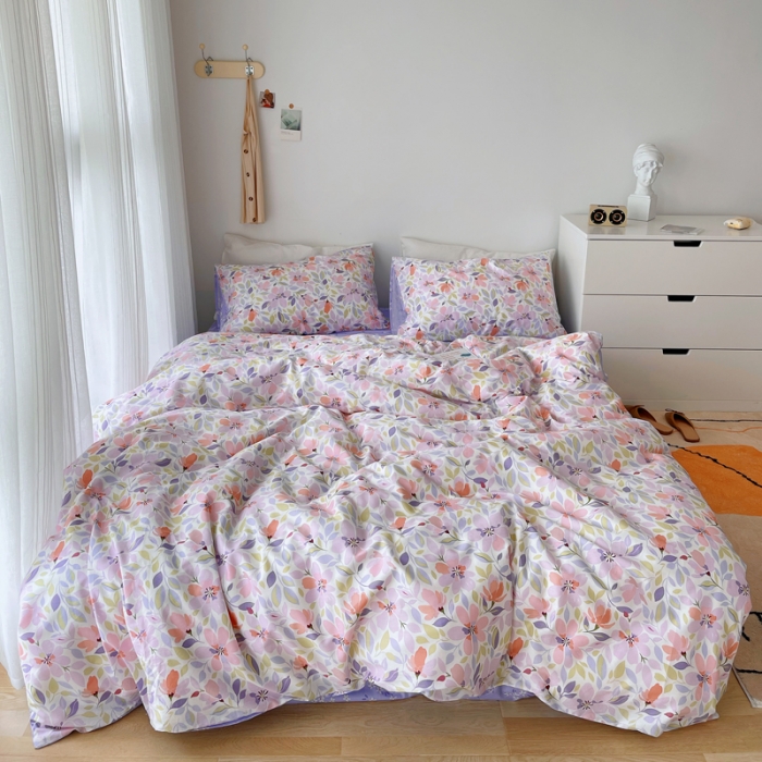 91家纺网 家纺一手货源 找家纺 麦伦2021全棉ins风碎花小清新三四件套学生宿舍少女 多彩