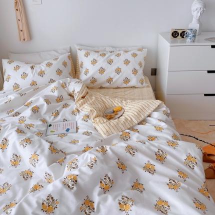 麦伦2021ins风全棉碎花小清新三四件套学生宿舍 依云黄