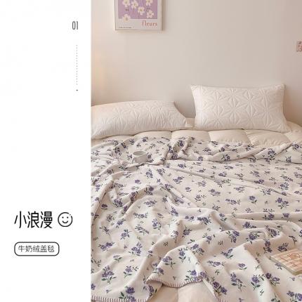 91家纺网 家纺一手货源 找家纺 （总）澳萝拉2021新款小清新牛奶绒双层盖毯毛毯法莱绒雪花绒