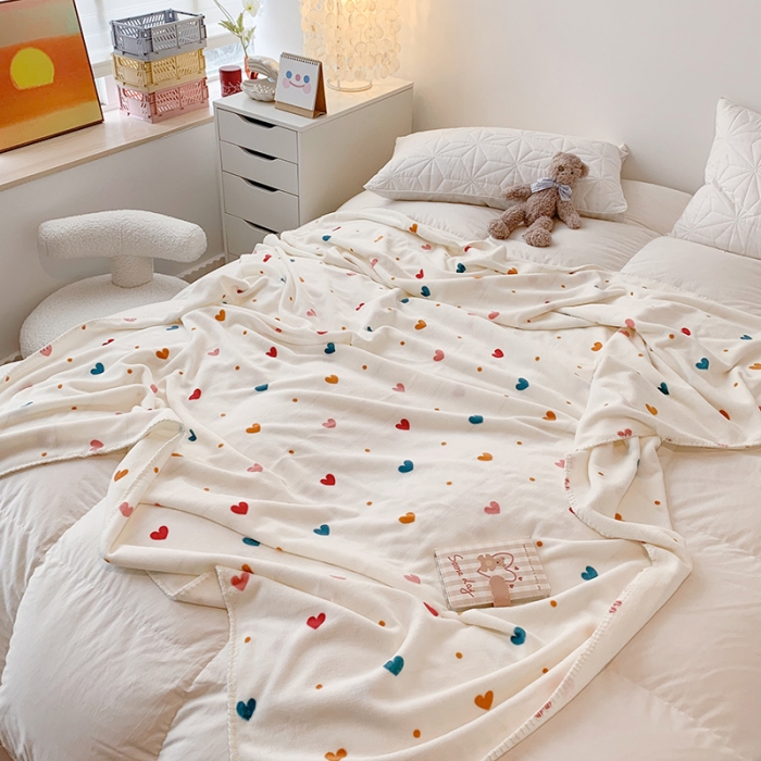 91家纺网 家纺一手货源 找家纺 澳萝拉2021新款小清新牛奶绒双层盖毯毛毯法莱绒雪花绒星星集