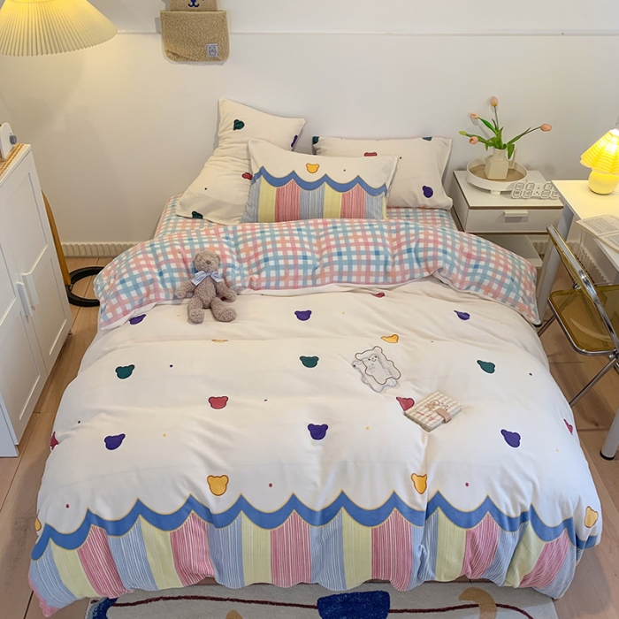 91家纺网 家纺一手货源 找家纺 澳萝拉2021高克重卡通清新牛奶绒四件套水晶法莱绒 少女心