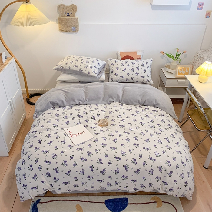 91家纺网 家纺一手货源 找家纺 澳萝拉2021高克重卡通清新牛奶绒四件套水晶法莱绒秘密花园