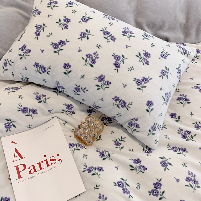 91家纺网 家纺一手货源 找家纺 澳萝拉2021高克重卡通清新牛奶绒四件套水晶法莱绒秘密花园