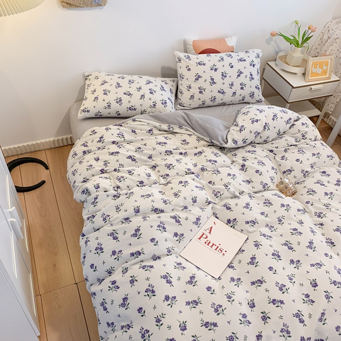 91家纺网 家纺一手货源 找家纺 澳萝拉2021高克重卡通清新牛奶绒四件套水晶法莱绒秘密花园