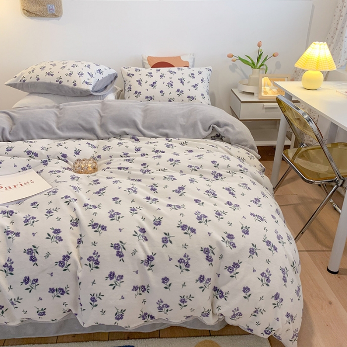 91家纺网 家纺一手货源 找家纺 澳萝拉2021高克重卡通清新牛奶绒四件套水晶法莱绒秘密花园