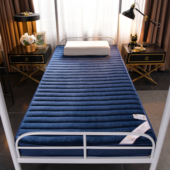 91家纺网 家纺一手货源 找家纺 亿丁点床垫 2021新款法莱绒针织立体床垫法莱绒宝蓝小床