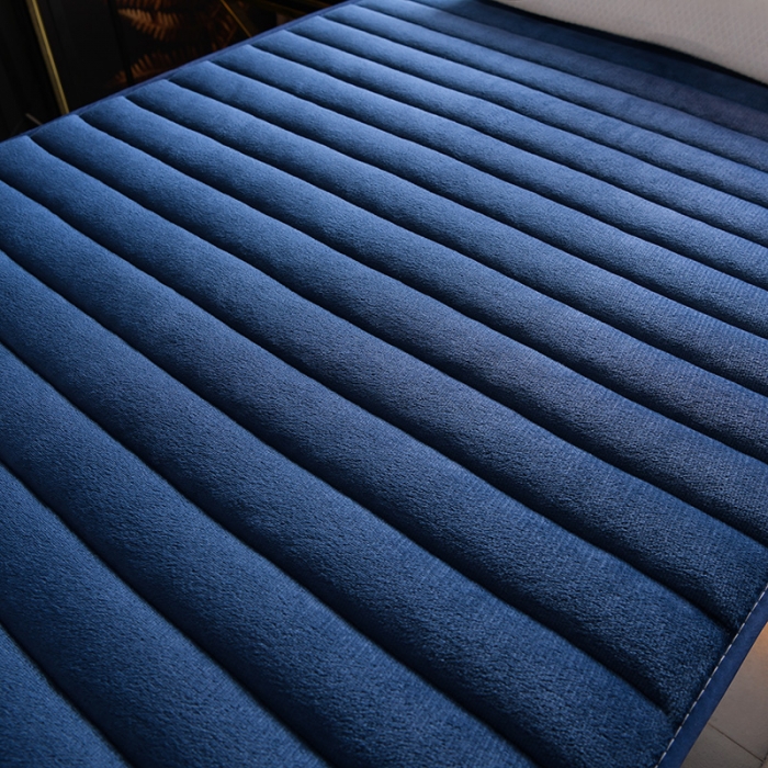 91家纺网 家纺一手货源 找家纺 亿丁点床垫 2021新款法莱绒针织立体床垫法莱绒宝蓝小床