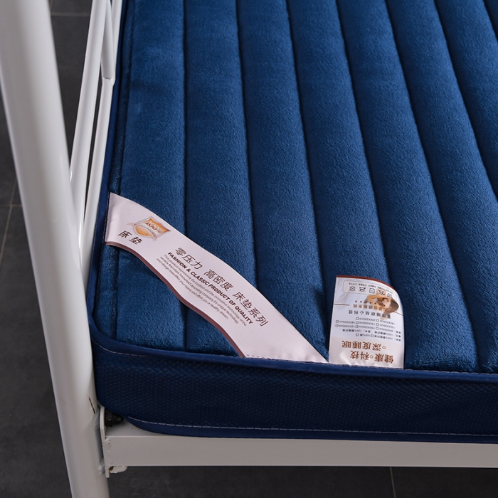 91家纺网 家纺一手货源 找家纺 亿丁点床垫 2021新款法莱绒针织立体床垫法莱绒宝蓝小床