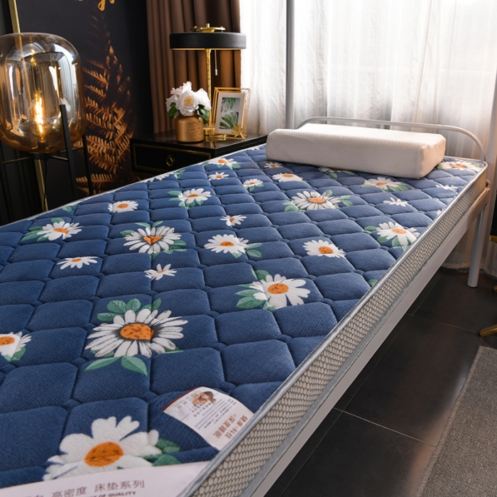 91家纺网 家纺一手货源 找家纺 亿丁点床垫 2021新款法莱绒针织立体床垫法莱绒小雏菊小床